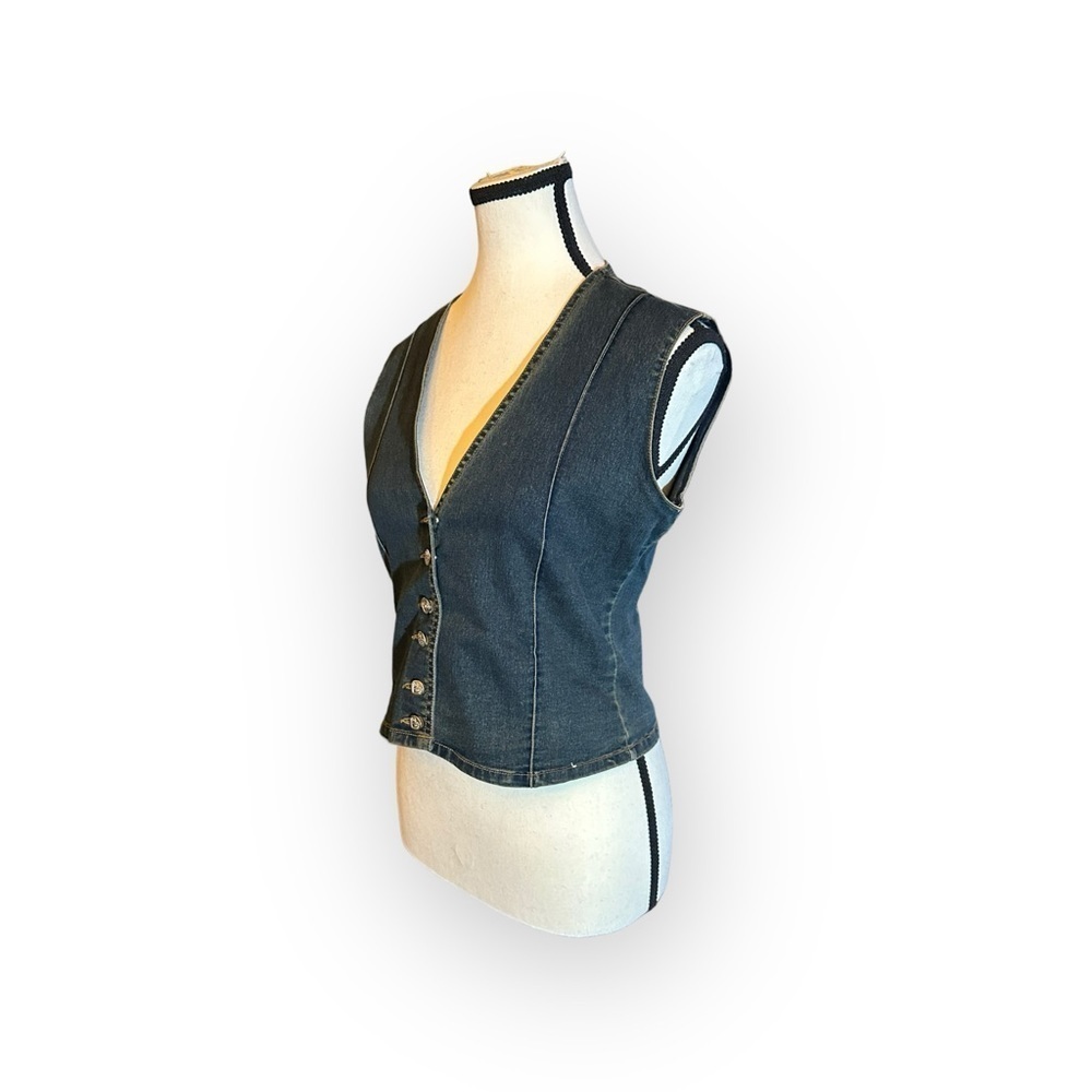 Women’s Sexso Jeans Israeli Brand 0 / Small Vintage Denim Button Up Jean Vest - Picture 2 of 7